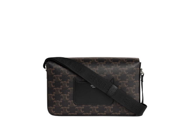 Celine Celine Flap Messenger In Triomphe Canvas And Calfskin With Silver Finishing Black - view 2