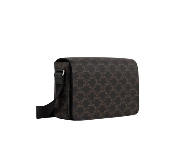 Celine Celine Flap Messenger In Triomphe Canvas And Calfskin With Silver Finishing Black - view 3