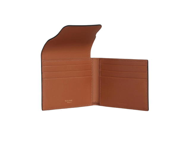 Celine Celine Flap Origami Wallet In Triomphe Canvas And Lambskin With Gold Finishing Tan - view 3