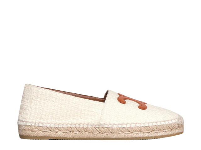 Celine Celine Flat Espadrille With Triomphe Patch Signature In Tweed And Calfskin Cream - view 1