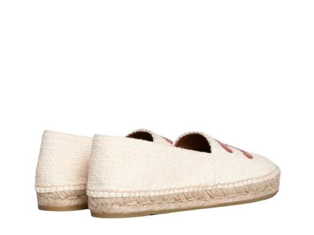 Celine Celine Flat Espadrille With Triomphe Patch Signature In Tweed And Calfskin Cream - view 3