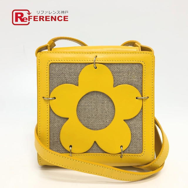 Celine CELINE flour Pochette Shoulder Bag Leather/Canvas Yellow / Beige/SilverHardware - view 1