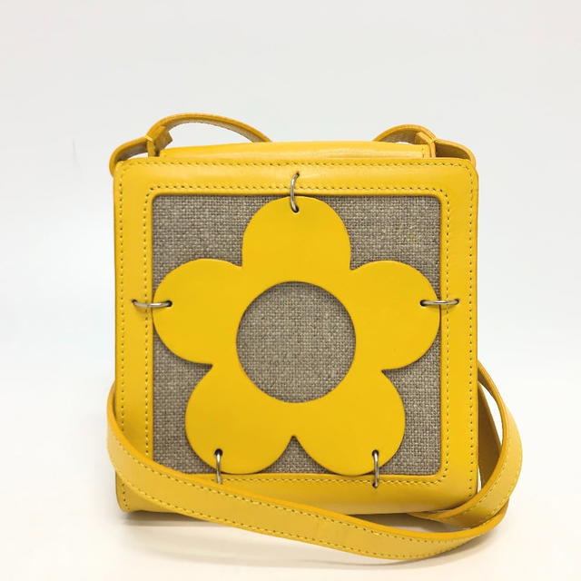 Celine CELINE flour Pochette Shoulder Bag Leather/Canvas Yellow / Beige/SilverHardware - view 2