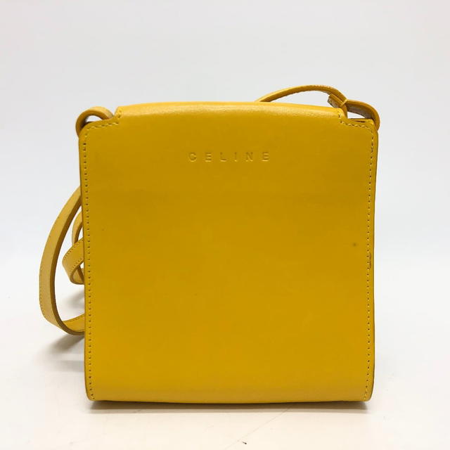 Celine CELINE flour Pochette Shoulder Bag Leather/Canvas Yellow / Beige/SilverHardware - view 3