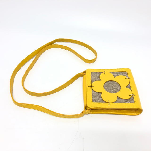 Celine CELINE flour Pochette Shoulder Bag Leather/Canvas Yellow / Beige/SilverHardware - view 4