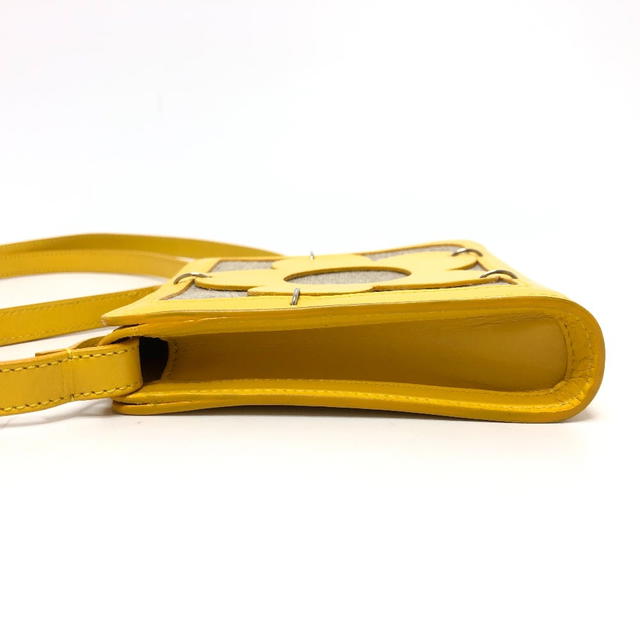 Celine CELINE flour Pochette Shoulder Bag Leather/Canvas Yellow / Beige/SilverHardware - view 5