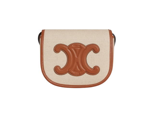 Celine Celine Folco Cuir Triomphe In Textile And Calfskin With Gold Finishing Natural Tan - view 1