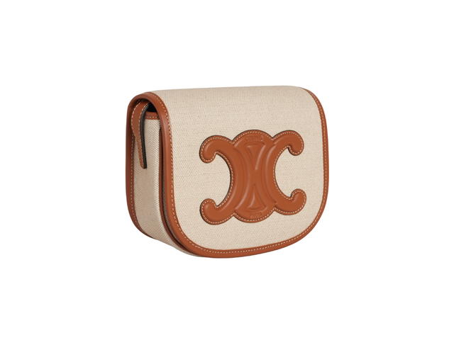 Celine Celine Folco Cuir Triomphe In Textile And Calfskin With Gold Finishing Natural Tan - view 3