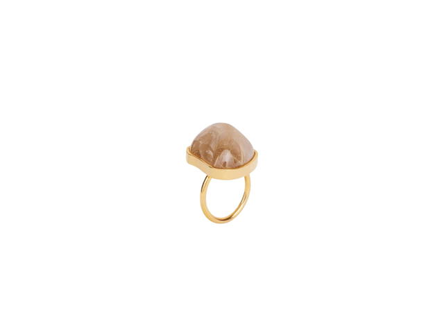 Celine Celine Folk Ring In Brass With Gold Finish And Rutilated Quartz Gold Quartz Rutile - view 2