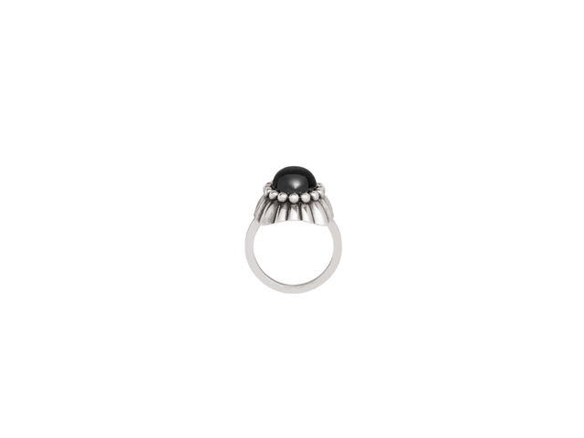 Celine Celine Folk Ring In Brass With Rhodium Finish And Onyx Vintage Silver Onyx - view 1