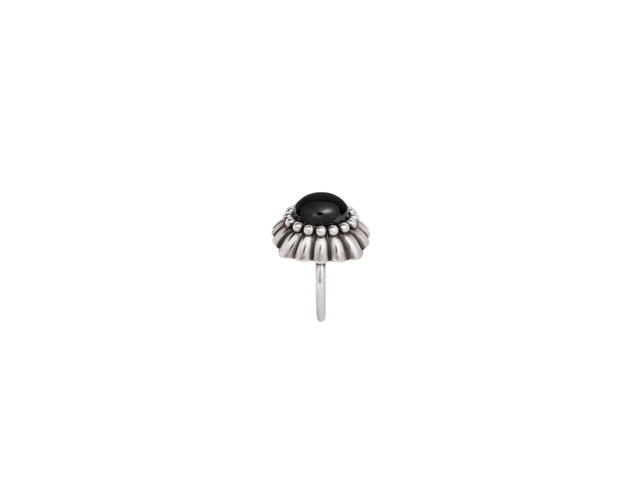 Celine Celine Folk Ring In Brass With Rhodium Finish And Onyx Vintage Silver Onyx - view 3