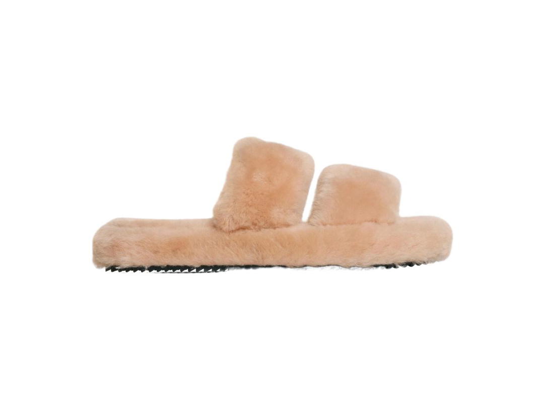 Celine Celine Fur Slides Triomphe In Shearling Light Pink (W)