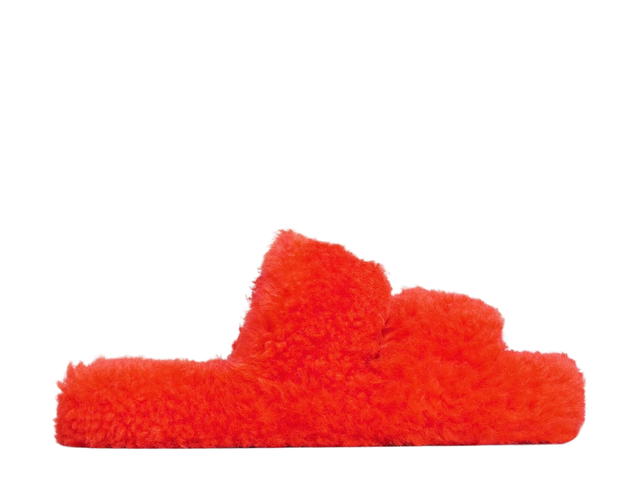 Celine Celine Fur Slides Triomphe Open Slide In Shearling Bright Orange - view 1