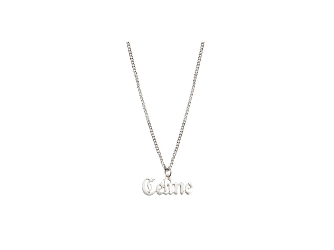 Celine Celine Gothic Logo Necklace In Silver