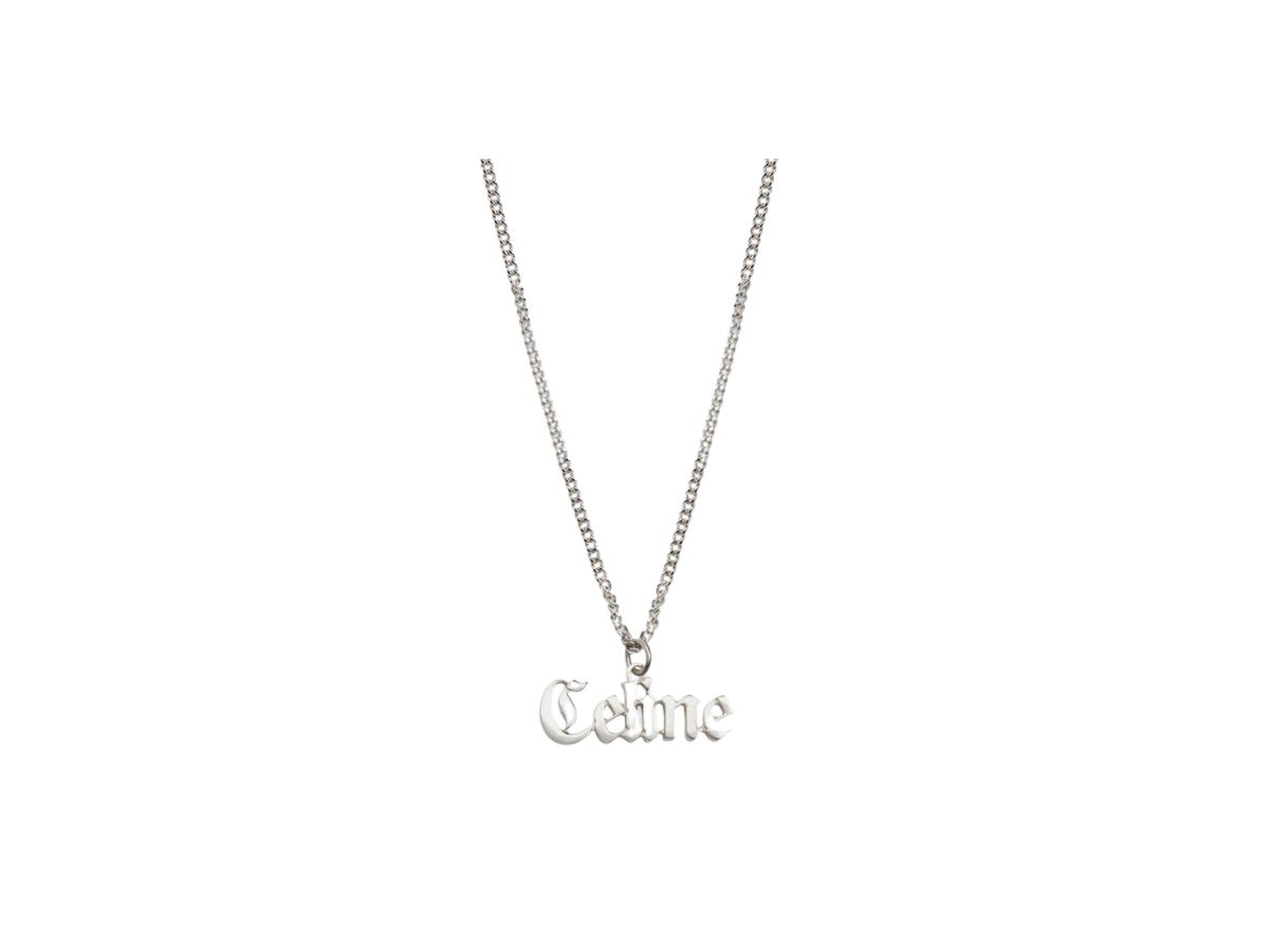 Celine Celine Gothic Logo Necklace In Silver