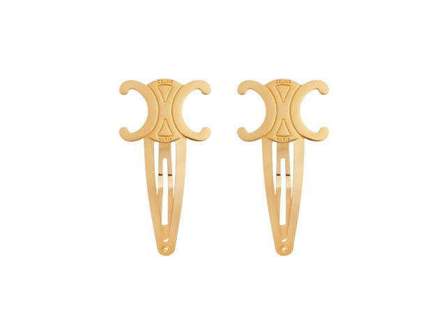 Celine Celine Hair Accessories Set of 2 Triomphe Snap Hair Clips in Brass with Gold Finish and Steel Gold - view 1