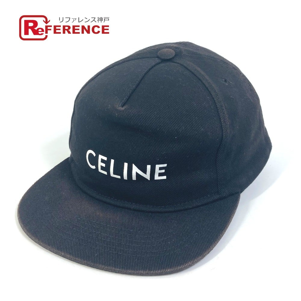 Celine CELINE Hat logo cap Baseball cap cap cotton Black/White