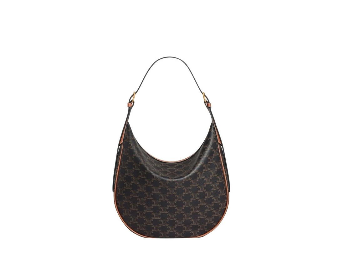 Celine Celine Heloise Bag In Triomphe Canvas And Calfskin With Gold Finishing Tan