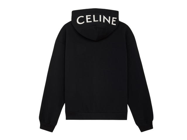 Celine Celine Hoodie In Cotton Fleece Black White - view 2