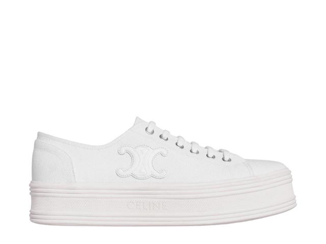 Celine Celine Jane Low Lace-Up Sneaker In Canvas And Calfskin Optic White (W) - view 1