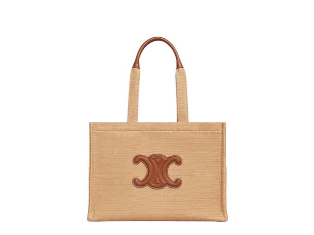 Celine Celine Large Cabas Thais In Textile And Calfskin With Natural Tan - view 1