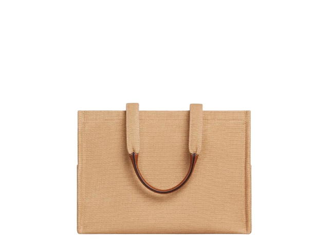 Celine Celine Large Cabas Thais In Textile And Calfskin With Natural Tan - view 2