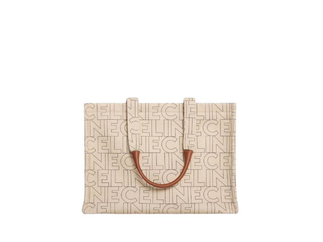 Celine Celine Large Cabas Thais In Textile With Celine All-Over Print Natural Tan - view 3