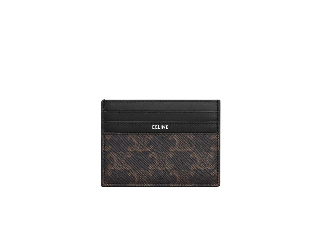 Celine Celine Large Card Holder In Triomphe Canvas And Calfskin Black