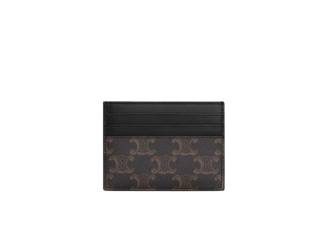 Celine Celine Large Card Holder In Triomphe Canvas And Calfskin Black - view 2