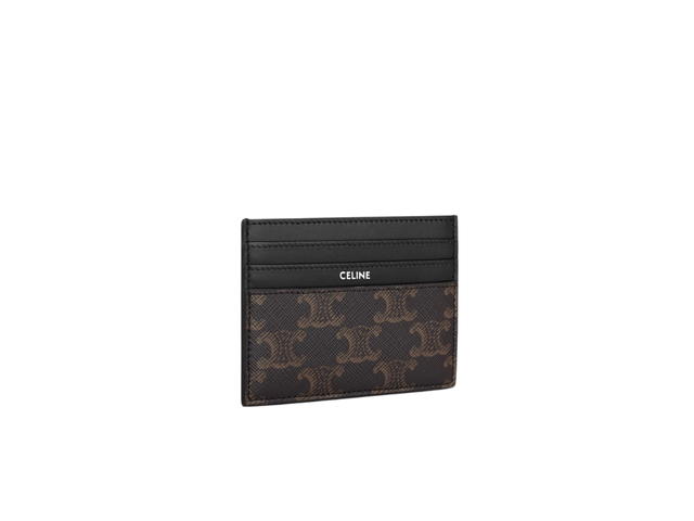 Celine Celine Large Card Holder In Triomphe Canvas And Calfskin Black - view 3