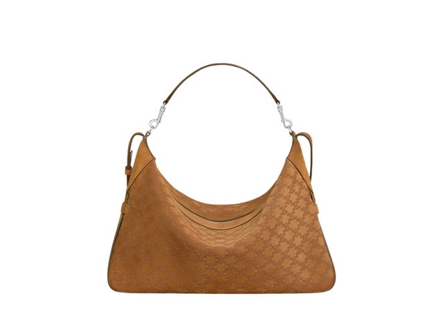 Celine Celine Large Strap Romy In Suede Calfskin And Triomphe With Silver Finishing Hardware Havana - view 1