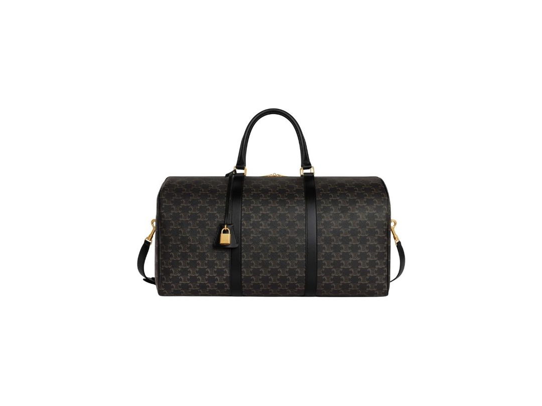 Celine Celine Large Travel Bag In Triomphe Canvas And Calfskin Black