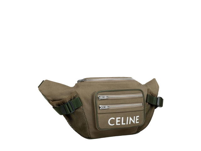 Celine Celine Large Zipped Belt Bag Trekking In Cotton Gabardine With Celine Print Khaki - view 2