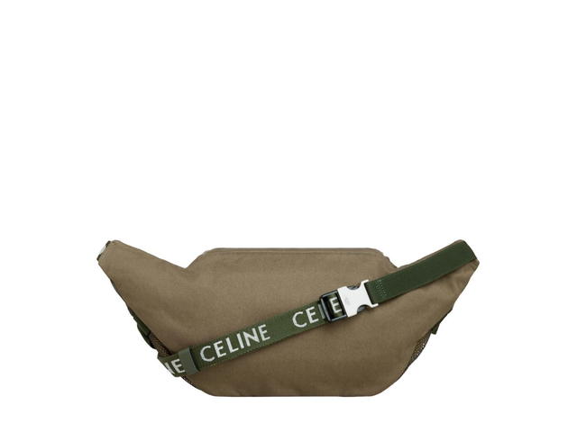 Celine Celine Large Zipped Belt Bag Trekking In Cotton Gabardine With Celine Print Khaki - view 3