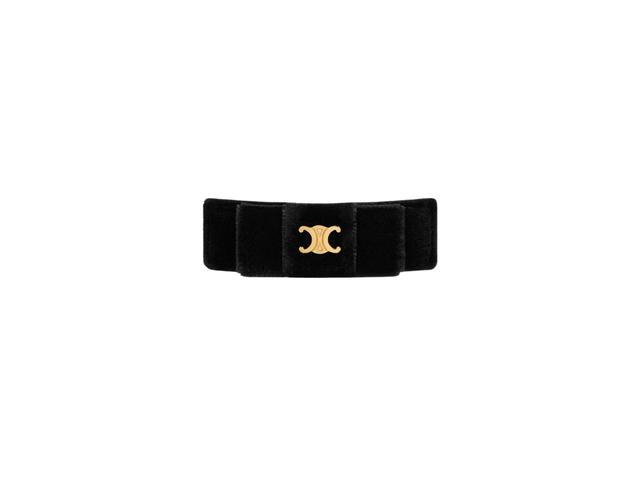 Celine Celine Le Soir Ribbon Hair Clip In Polyester-Calfskin-Brass With Gold Finish And Steel Black-Gold Smoke - view 1