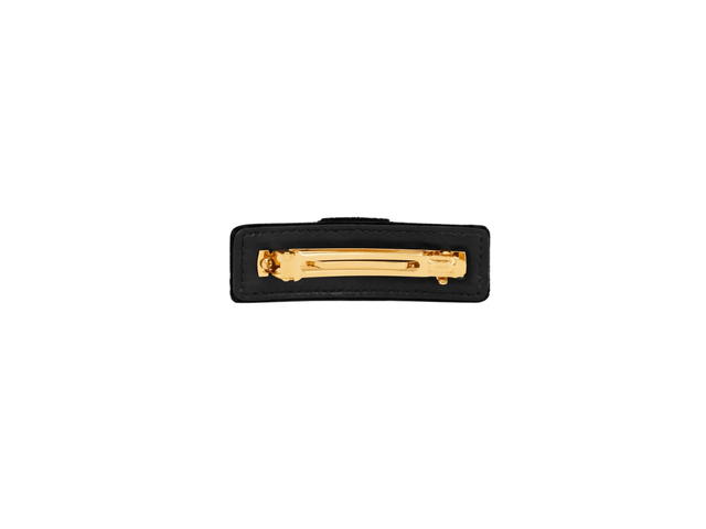 Celine Celine Le Soir Ribbon Hair Clip In Polyester-Calfskin-Brass With Gold Finish And Steel Black-Gold Smoke - view 3