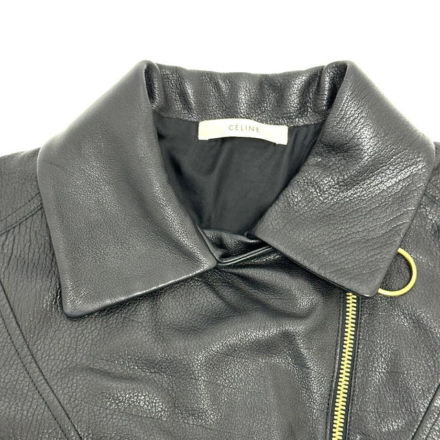 Celine CELINE Leather Jean Riders Jacket Leather / cotton Black - view 3
