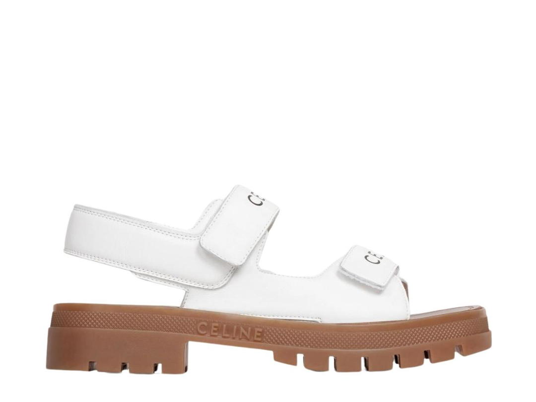 Celine Celine Leo Scratchs Sandal In Calfskin Optic White Tan