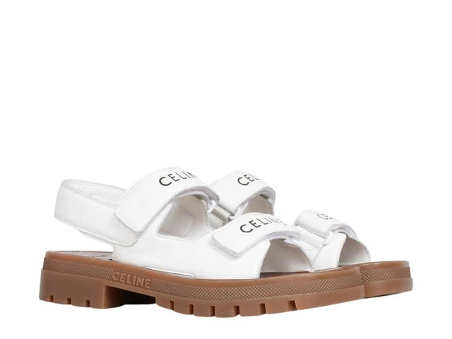 Celine Celine Leo Scratchs Sandal In Calfskin Optic White Tan - view 2