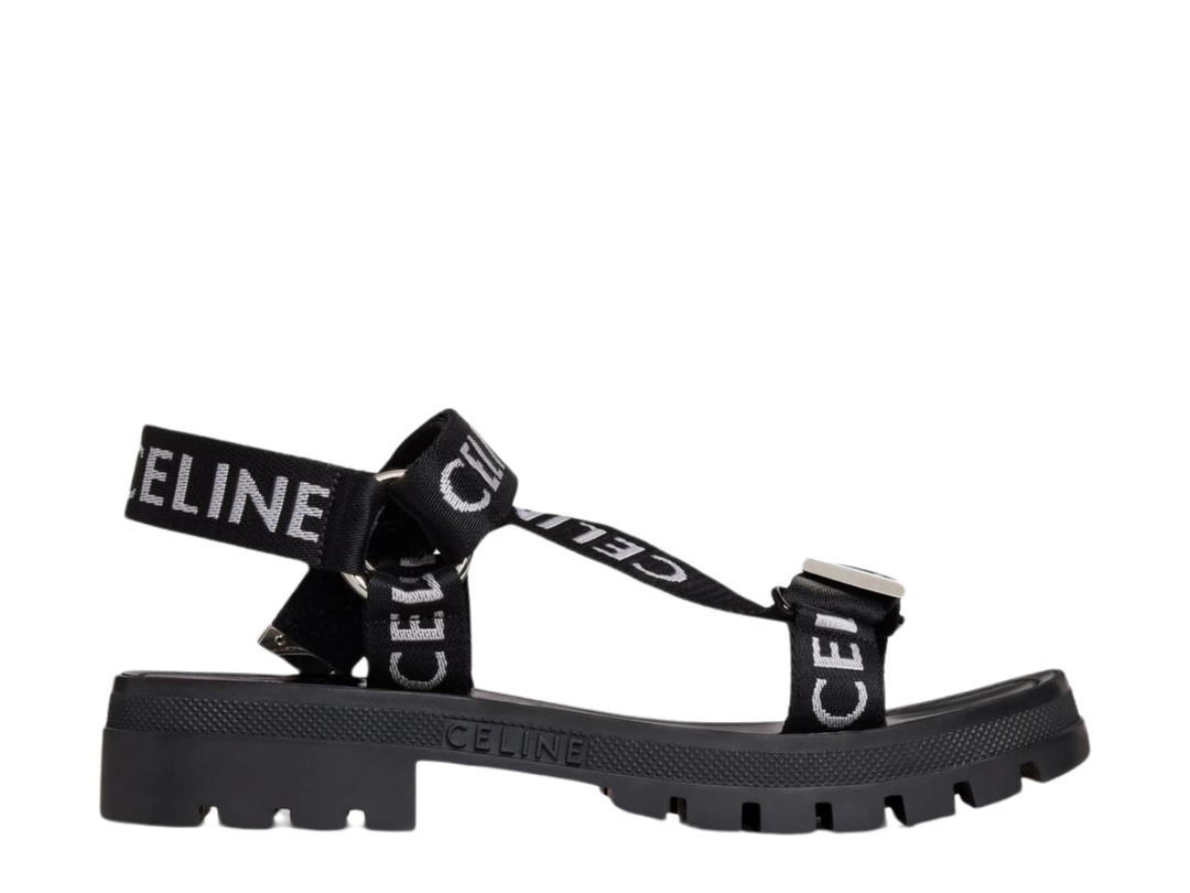 Celine Celine Leo Strappy Sandal In Celine Jacquard Black-White (W)