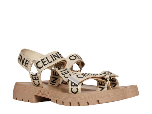 Celine Celine Leo Strappy Sandal In Celine Jacquard Sand-Black (W) - view 2