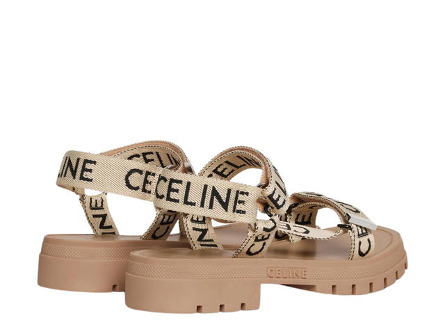 Celine Celine Leo Strappy Sandal In Celine Jacquard Sand-Black (W) - view 3