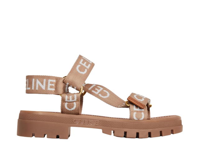 Celine Celine Leo Strappy Sandal In Wool With Celine Jacquard Light Beige-White (W) - view 1