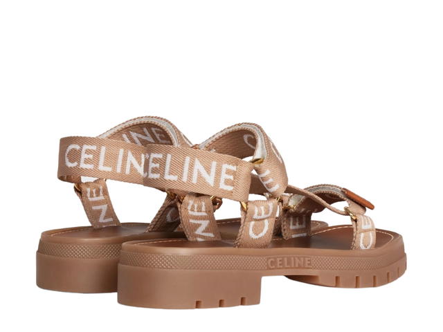 Celine Celine Leo Strappy Sandal In Wool With Celine Jacquard Light Beige-White (W) - view 3