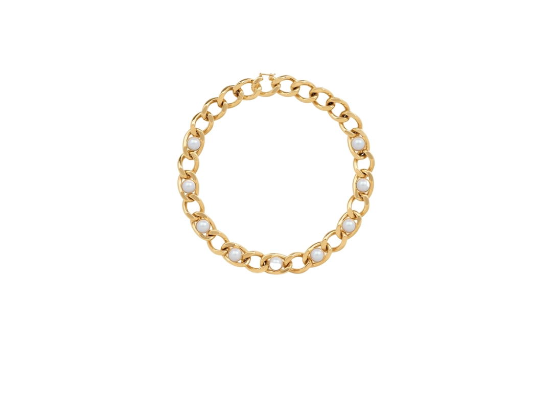 Celine Celine Les Perles Celine Maillon Necklace in Brass with Gold Finish and Resin Pearls Gold-Ivory