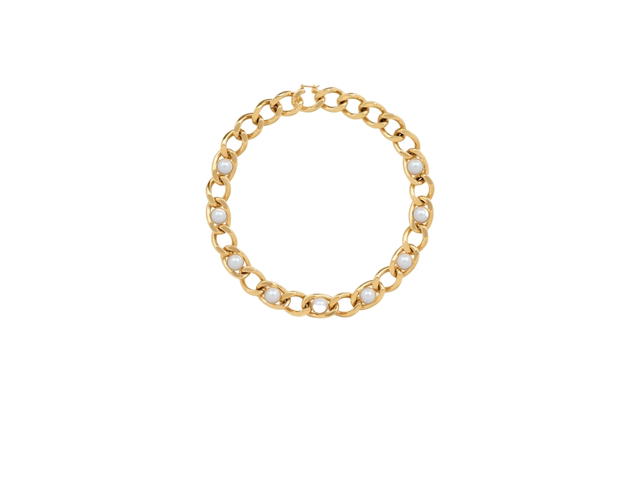 Celine Celine Les Perles Celine Maillon Necklace in Brass with Gold Finish and Resin Pearls Gold-Ivory - view 1