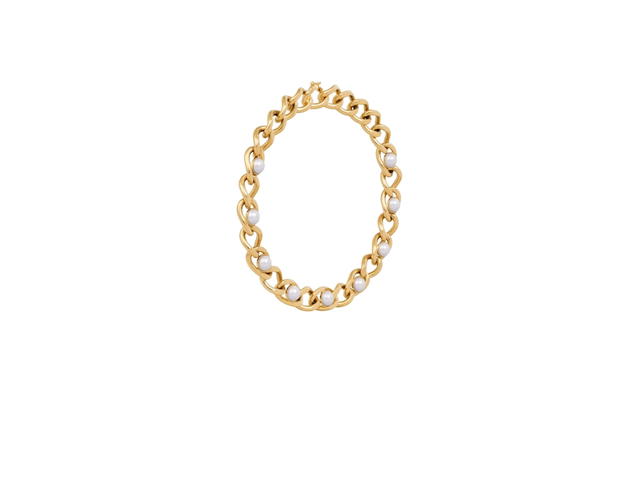Celine Celine Les Perles Celine Maillon Necklace in Brass with Gold Finish and Resin Pearls Gold-Ivory - view 2