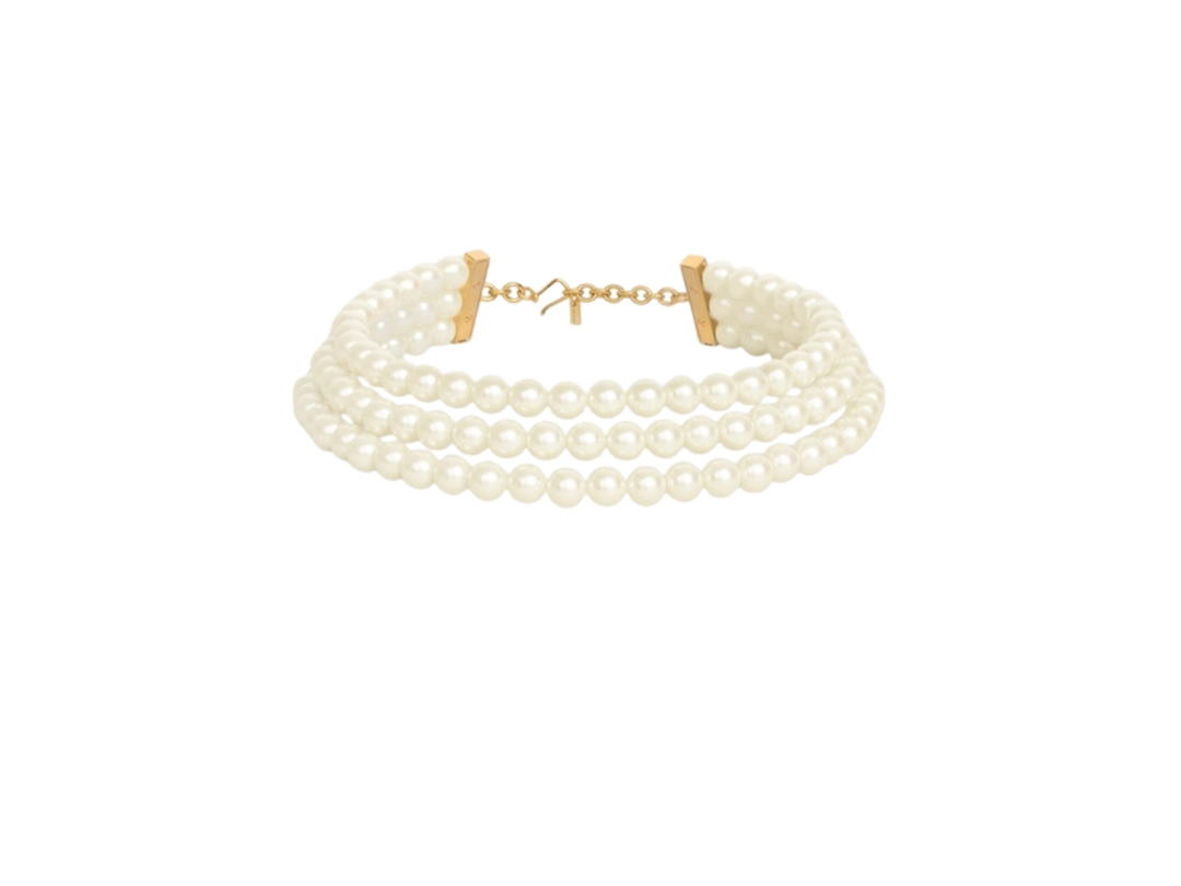 Celine Celine Les Perles Celine Necklace in Resin Pearls, Brass with Gold Finish and Steel GOLD IVORY
