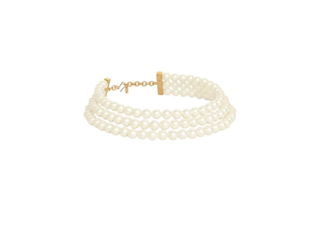 Celine Celine Les Perles Celine Necklace in Resin Pearls, Brass with Gold Finish and Steel GOLD IVORY - view 2