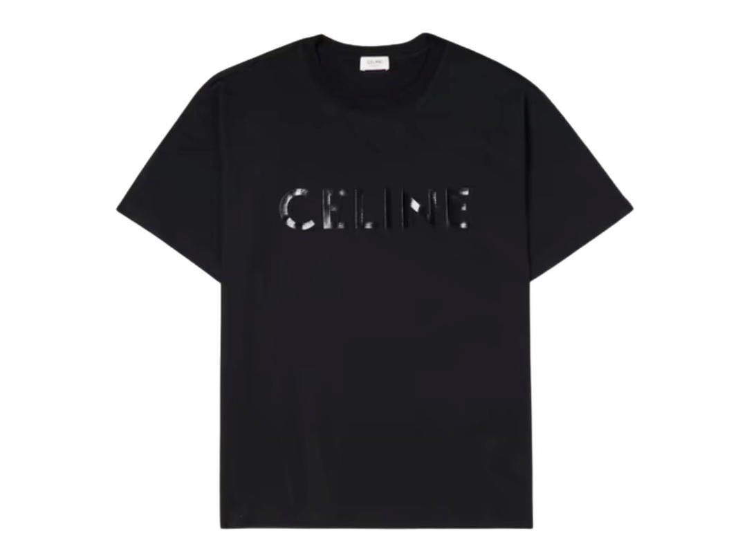 Celine Celine Logo Print Cotton T-Shirt Black